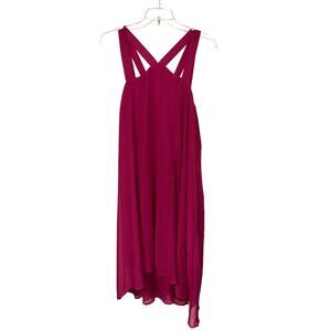Torrid 2X 18W / 20W Midi Dress Strappy Chiffon High Low Trapeze Wine Burgundy